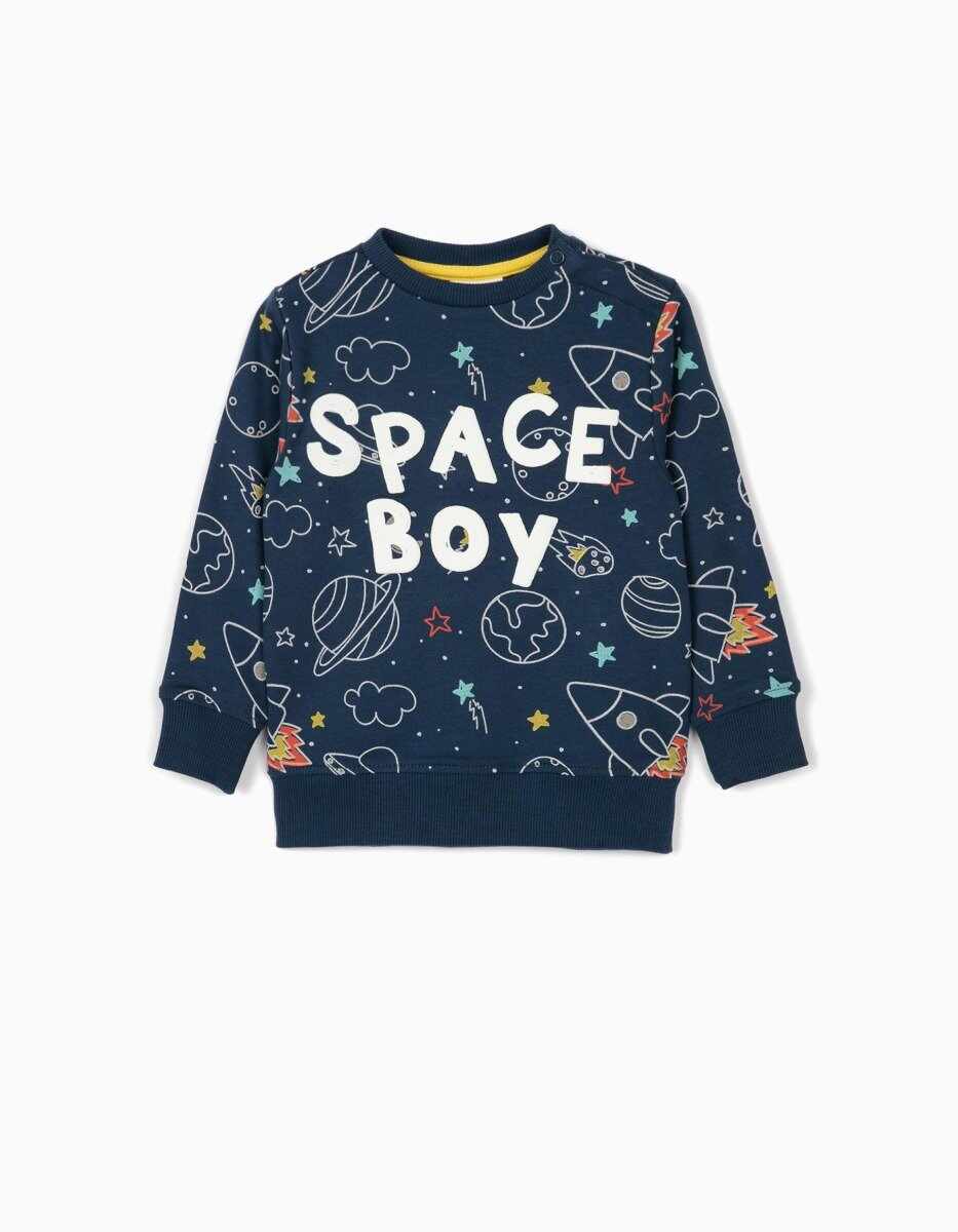 Bluza cu maneca lunga si imprimeu Zippy Space Boy