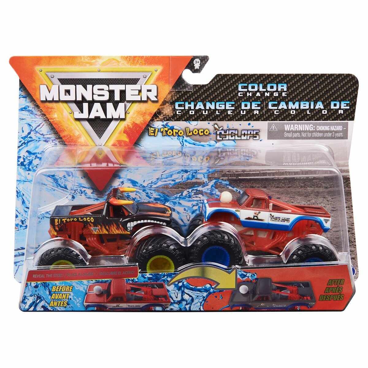 Set 2 masini Monster Jam, Scara 1:64, El Toro Loco si Cyclops