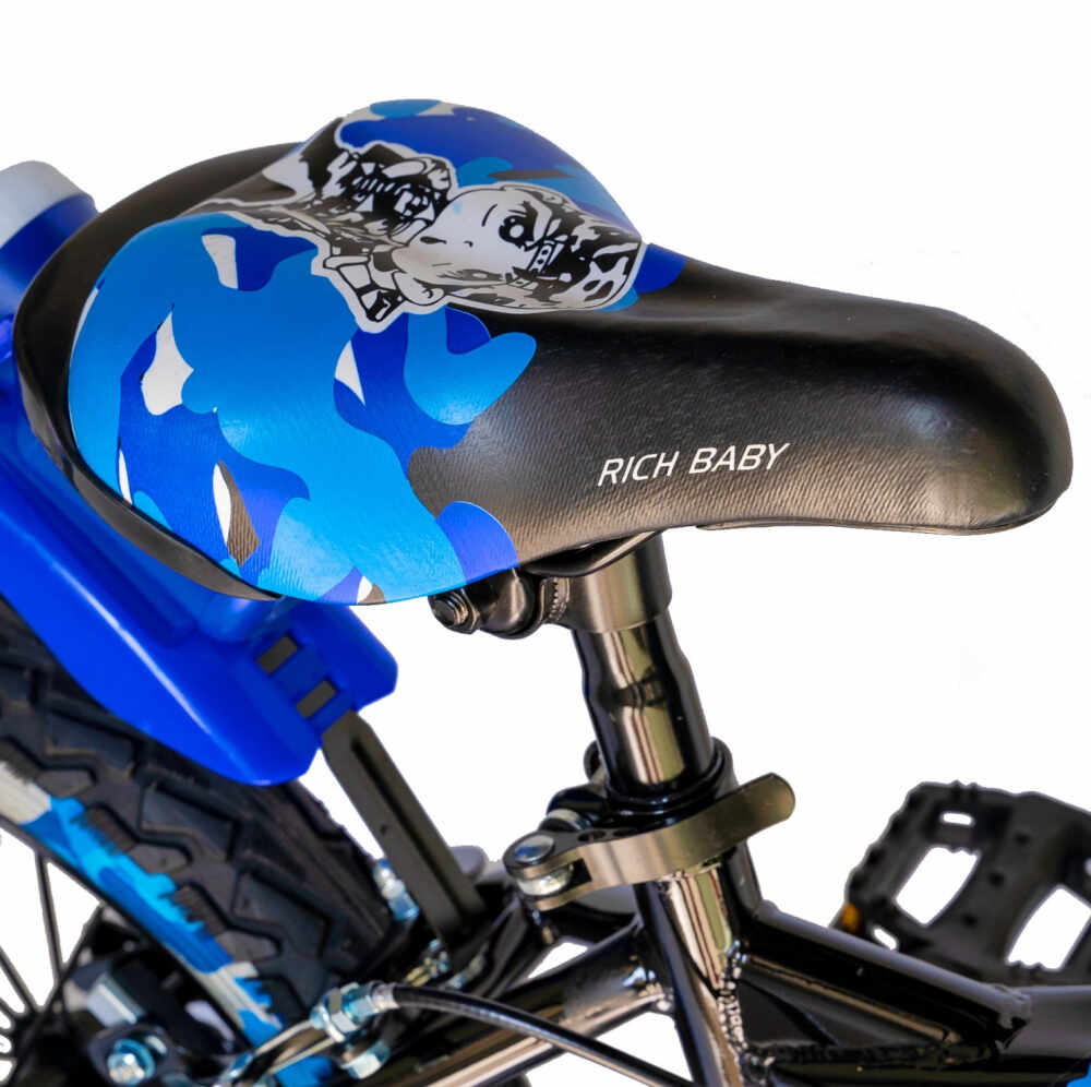 Bicicleta baieti 16 inch roti ajutatoare, cosulet Rich Baby CSR16WTA albastru