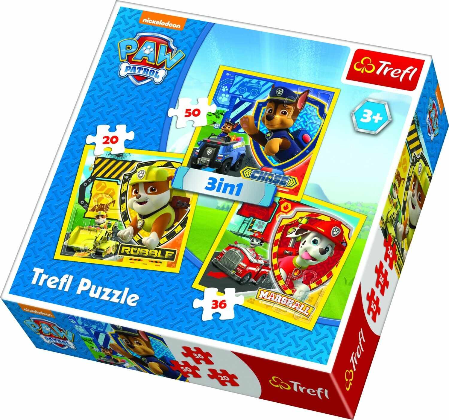 Puzzle 3in1 - PAW Patrol - Marshall, Rubble and Chase | Trefl