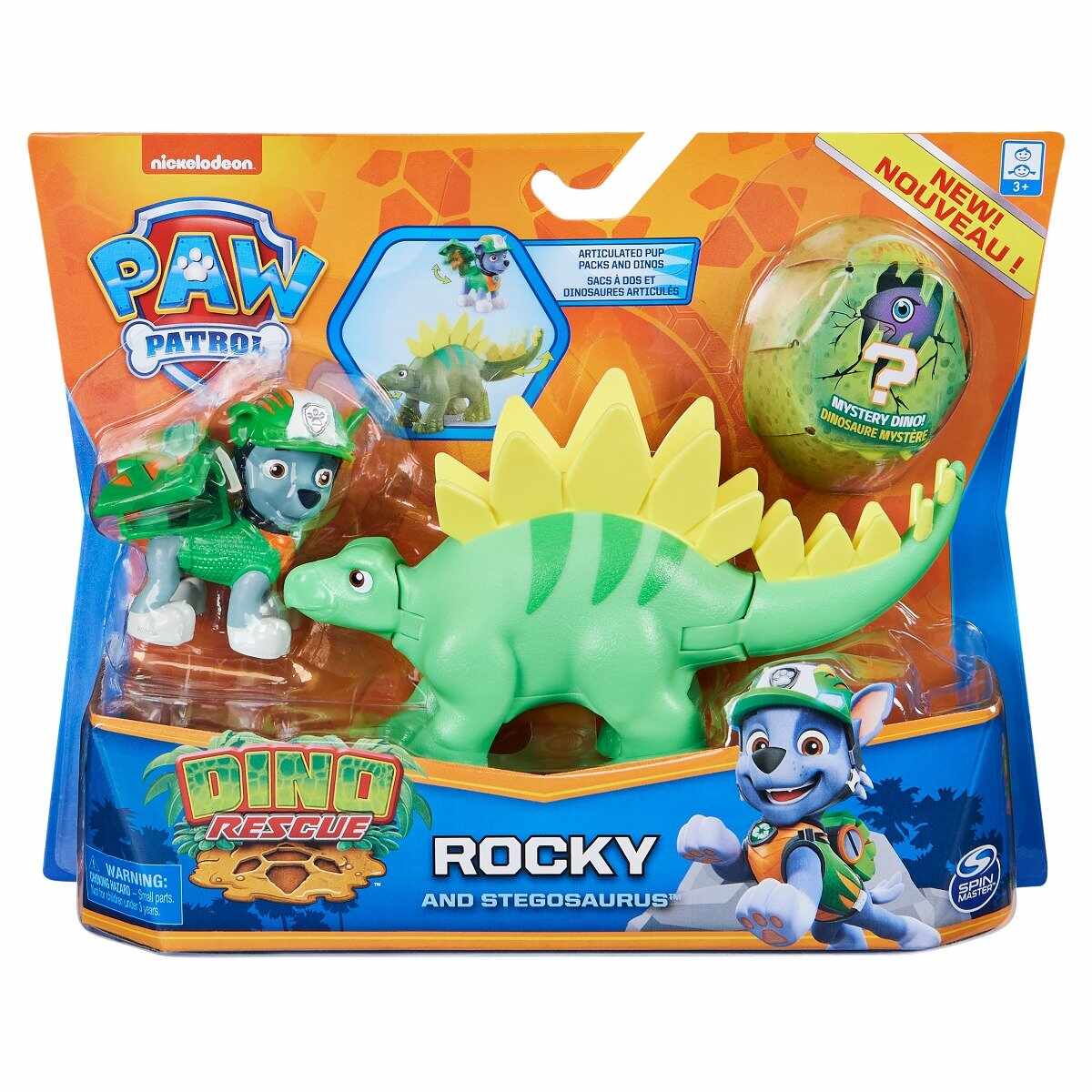 Set 2 figurine Paw Patrol Dino Rescue, Rocky and Stegosaurus, 20129715