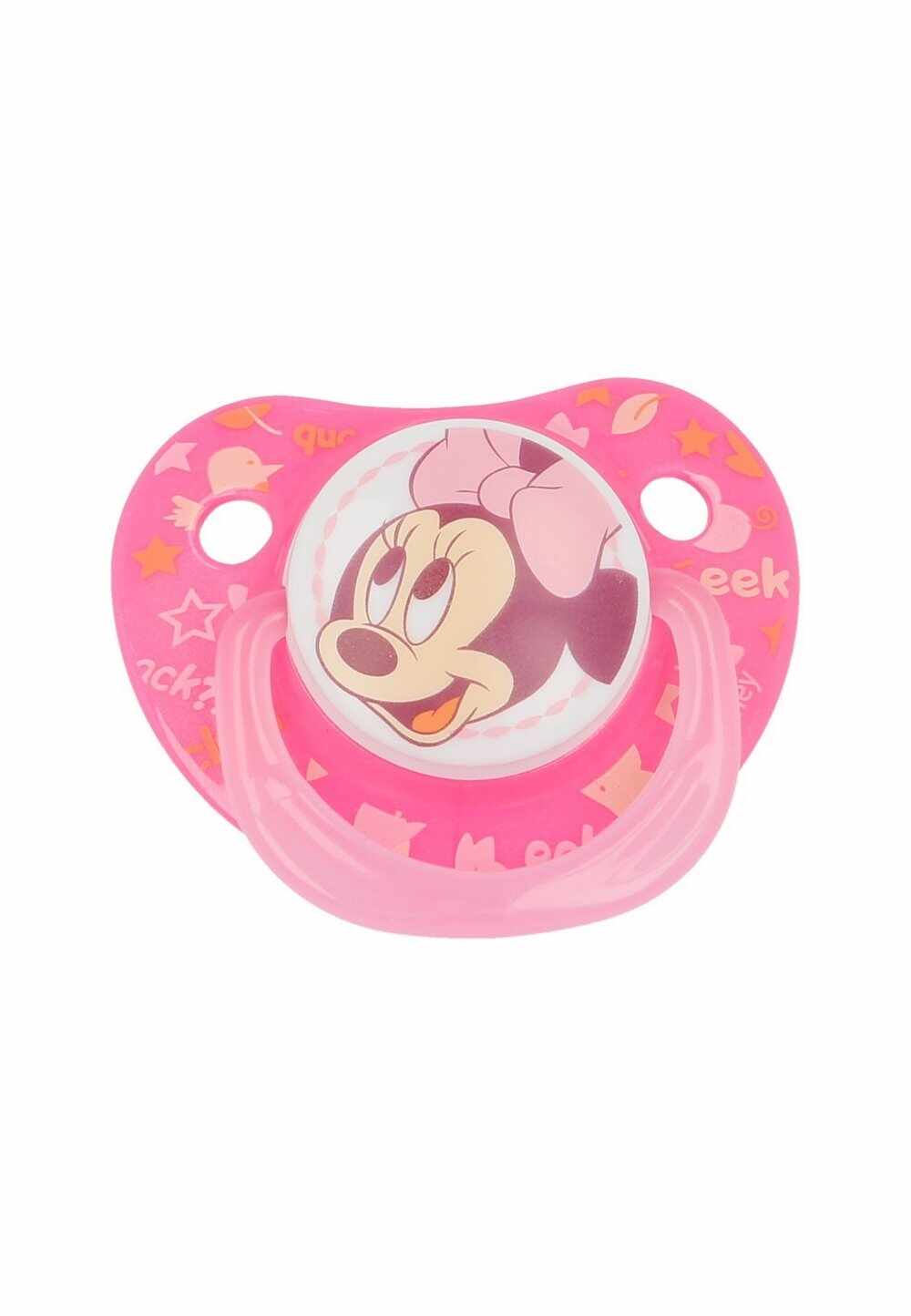 Suzeta cu tetina din silicon, roz, Minnie Mouse, 0-6 luni