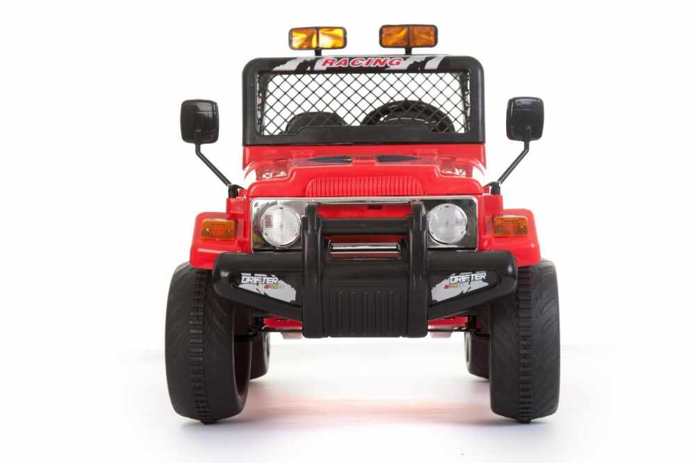 Masinuta electrica cu doua locuri si roti din plastic Drifter Jeep 4x4 Rosu