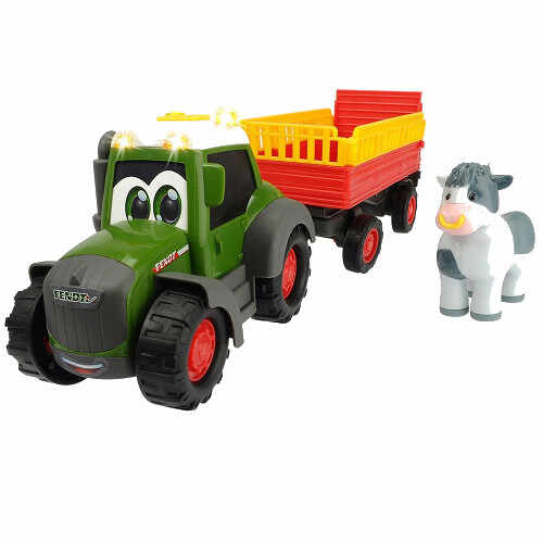 Tractor Happy Fendt Animal Trailer cu Remorca si Figurina