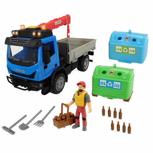 Camion Playlife Iveco Recycling Container Set cu Figurina si Accesorii