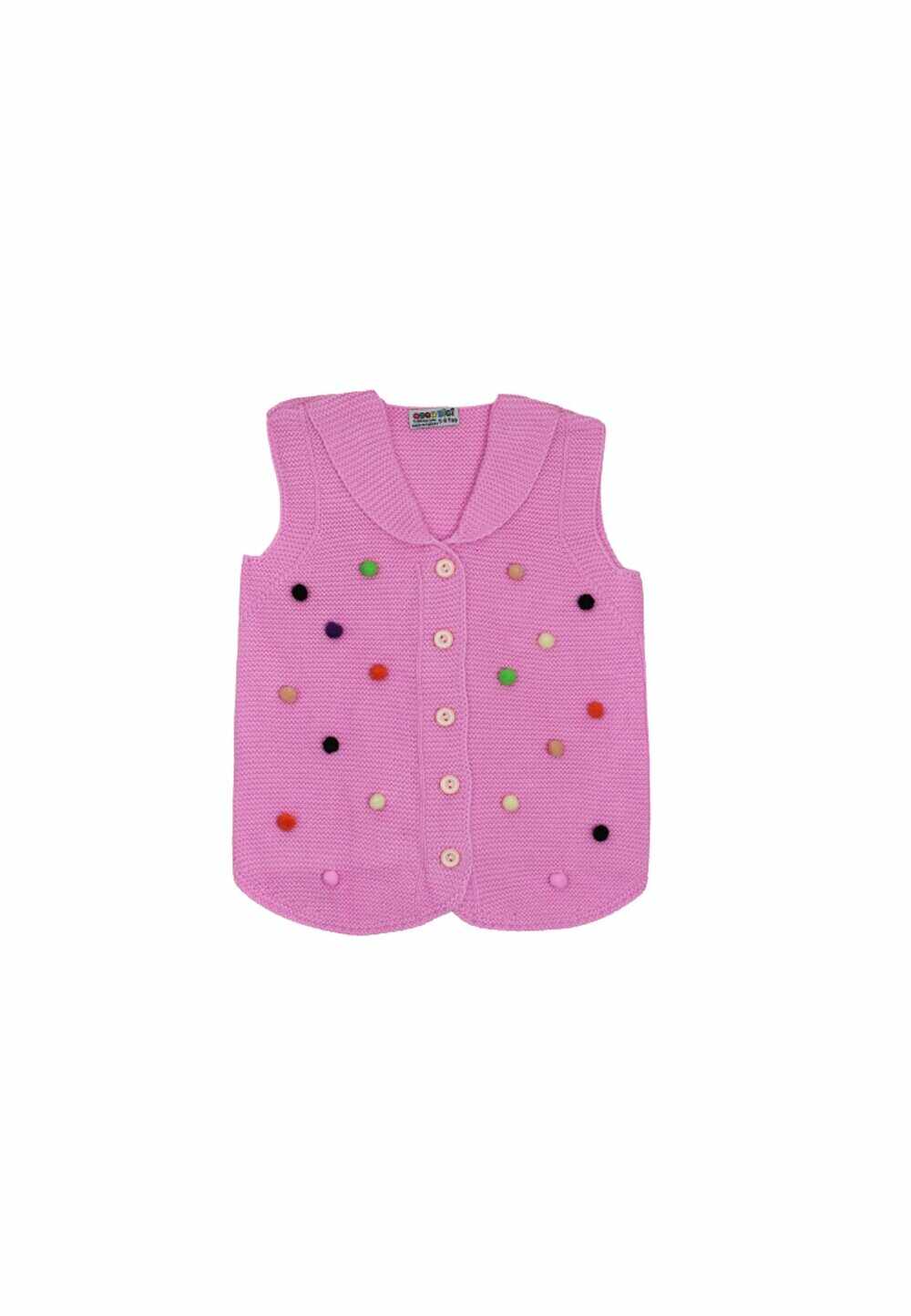 Vesta tricotata, roz deschis cu buline colorate