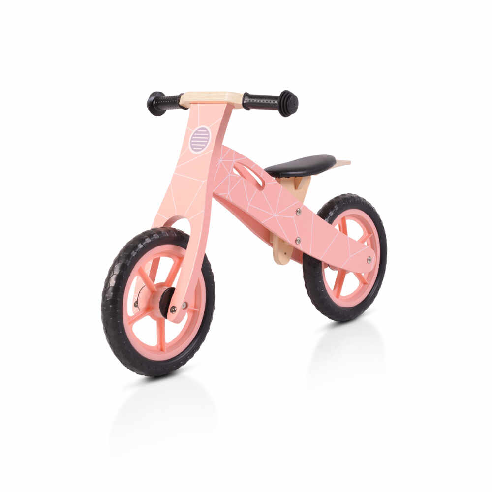 Bicicleta din lemn fara pedale Moni Wooden balance bike Pink