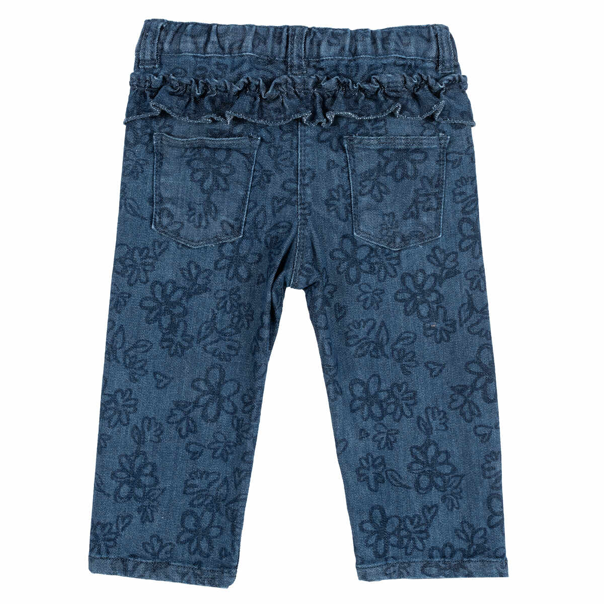 Pantalon lung copii Chicco, denim elastic, bleumarin cu model, 24971