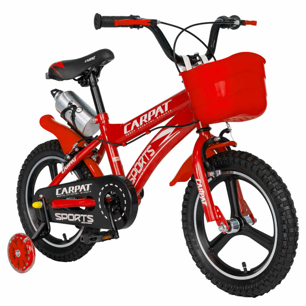 Bicicleta copii 16 inch din magneziu roti ajutatoare Carpat Kids CSC1600A rosu alb - 129 produse