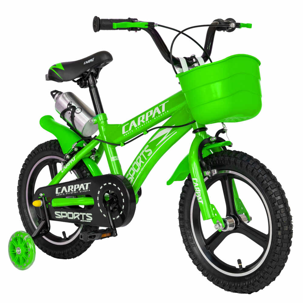 Bicicleta copii 4-6 16 inch din magneziu roti ajutatoare cu Led Carpat Kids verde alb - 79 produse
