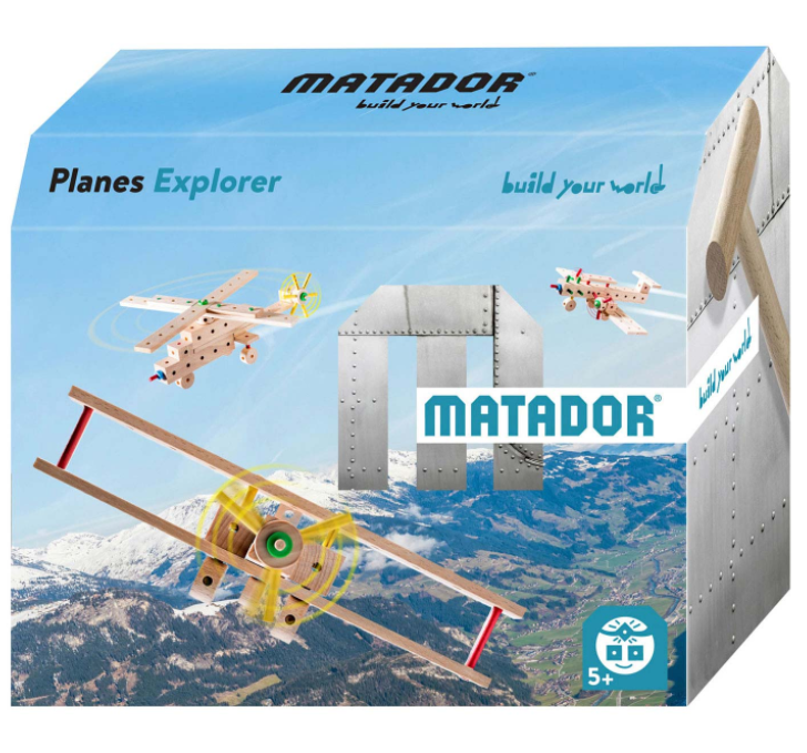 Set cuburi de constructie din lemn - Planes Explorer | Matador