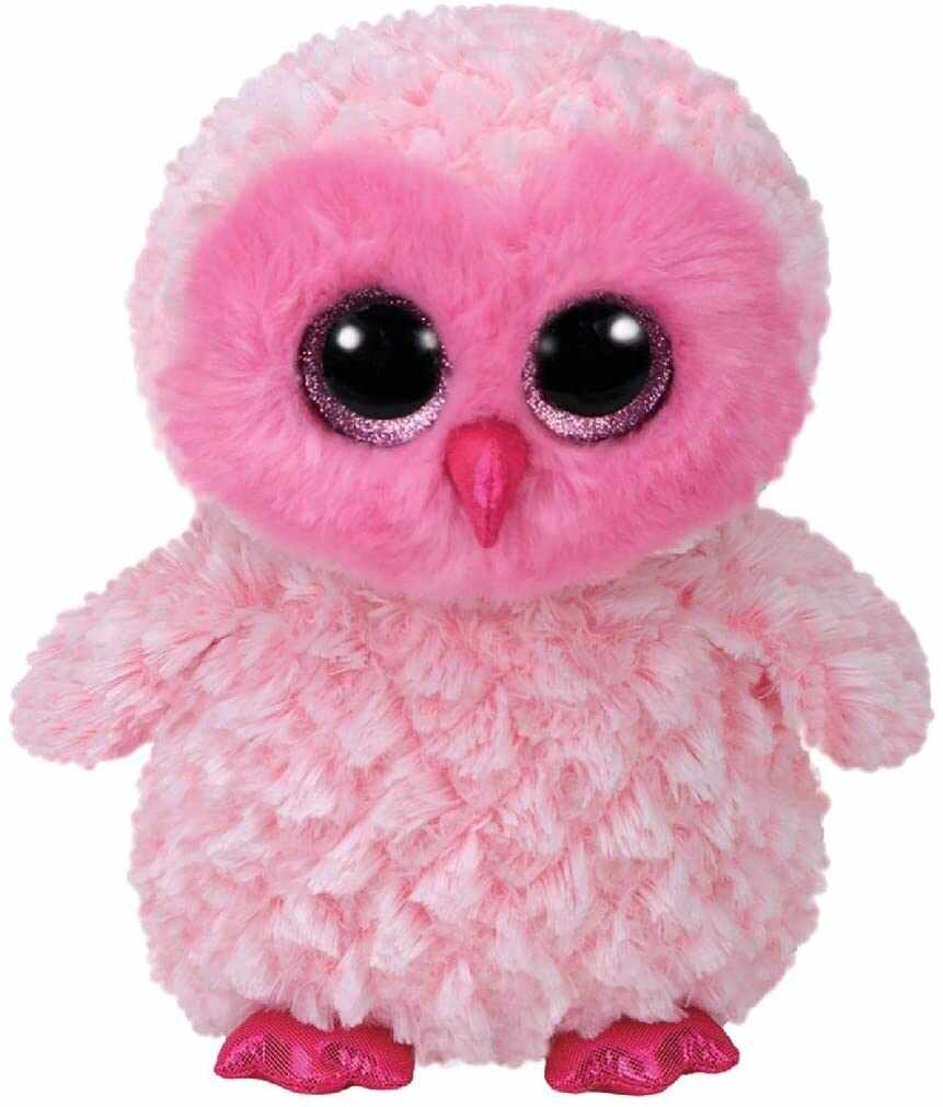 Jucarie de plus - Beanie Boos - Twiggy Pink Owl, 25 cm | Ty