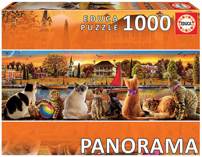 Puzzle 1000 piese - Panorma - Cats in the Quay | Educa