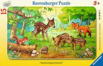 Puzzle Puiuti de animale in padure, 15 piese