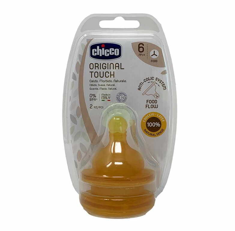 Tetina fiziologica Chicco Original Touch cauciuc hrana groasa 2 buc 6 luni+