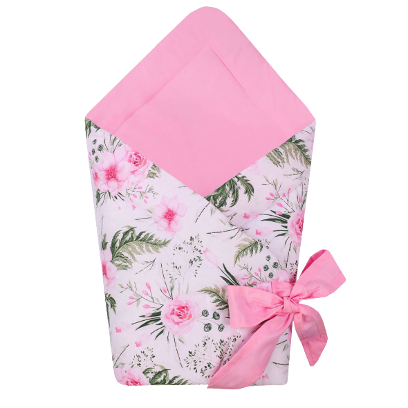 Port bebe textil transformabil in salteluta de joaca Pink Flowers