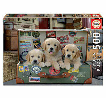 Puzzle Puppies in the luggage, 500 piese