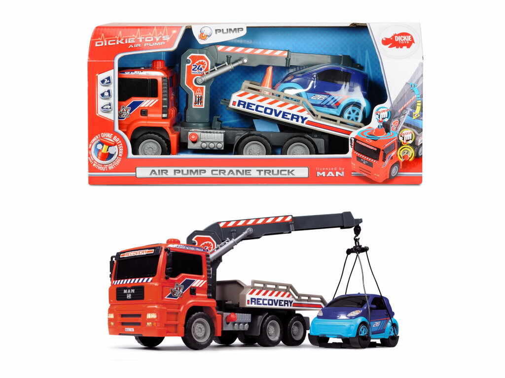 Jucarie - Camion de tractare cu macara / Air Pump Crane Truck 31cm | Dickie Toys