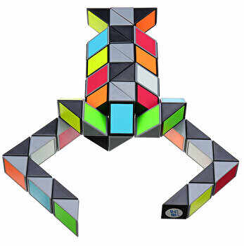 Jucarie Inteligenta Rigla Rubik cu diferite posibilitati de aranjare si modelare, Jucarie Antistres Premium, 24 Piese Multicolor, Original Deals
