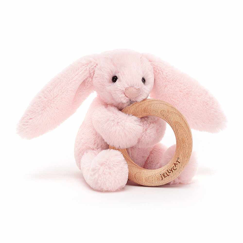 Jucarie - Bashful Pink Bunny Wooden Ring, 13 cm | Jellycat