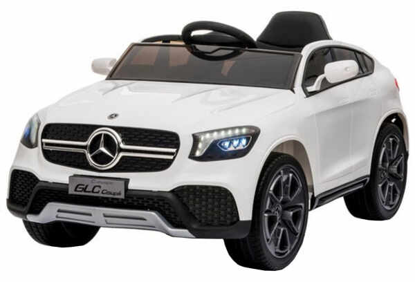 Masinuta electrica cu roti din cauciuc si scaun piele Mercedes-Benz GLC Coupe White