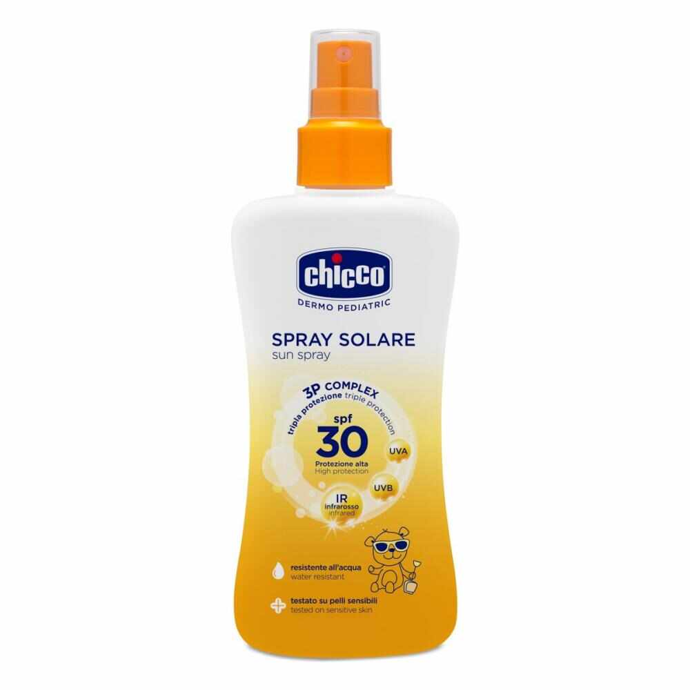 Spray Chicco protectie solara dermopediatrica, SPF 30+, 150ml, 0 luni+