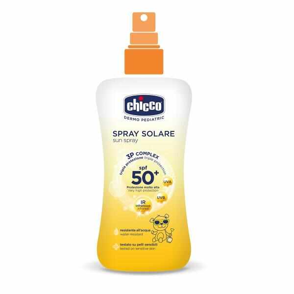 Spray Chicco protectie solara dermopediatrica, SPF 50+, 150ml, 0 luni+