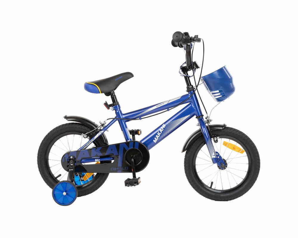 Bicicleta 14 inch KikkaBoo Makani cu roti ajutatoare Diablo Blue
