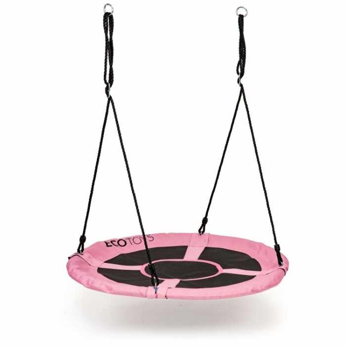 Leagan pentru copii rotund tip cuib de barza suspendat 100 cm Ecotoys MIR6001 roz