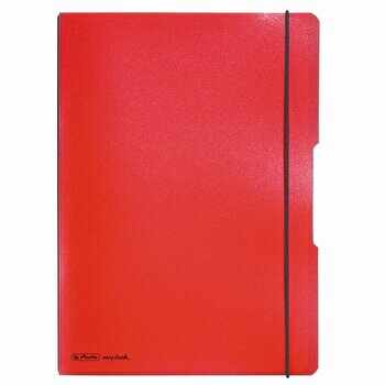 Caiet My.Book Flex A4, dictando, 40 file, coperta rosu transparent, elastic negru