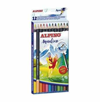 Creioane colorate acuarela Alpino Aqualine, 12 culori