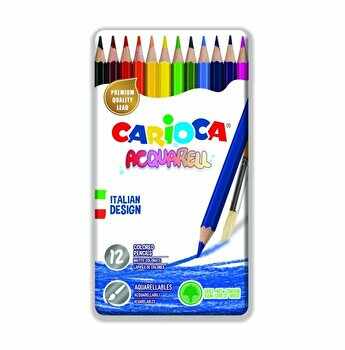 Creioane colorate Carioca Acquarell, cutie metalica, 12 culori