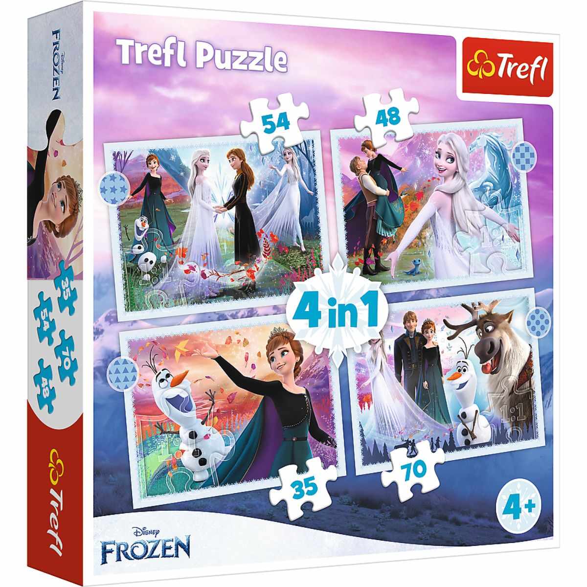 Puzzle 4 in 1, Trefl, Magie in padure, Disney Frozen 2 (35, 48, 54 si 70 piese)