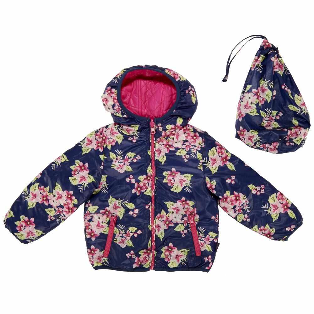 Jacheta reversibila copii Chicco, Thermore, bleumarin cu flori si ciclamen