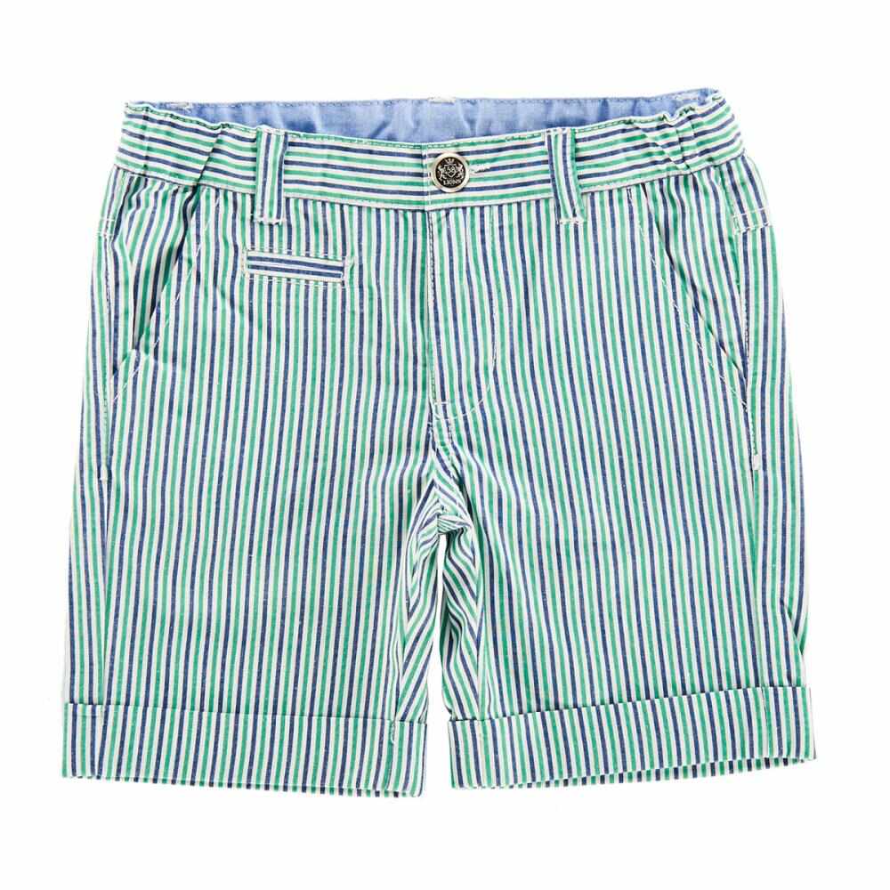 Pantalon scurt copii Chicco, alb cu dungi bleumarin si verzi, 52688