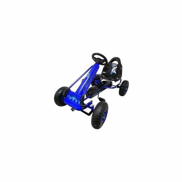Kart cu pedale Gokart 3-6 ani roti pneumatice din cauciuc frana de mana G3 R-Sport albastru