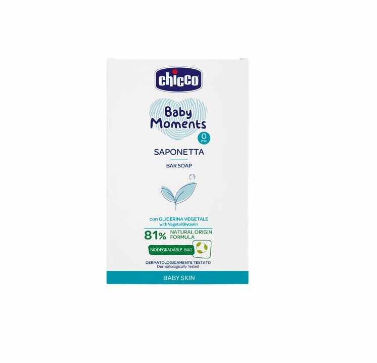 Sapun solid Chicco Baby Moments Skin, 100g, 0luni+