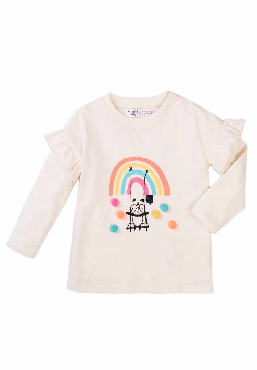 Tricou cu volane aplicate pe maneca Minoti Baby, Pom, Rainbow