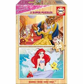 Puzzle din lemn Educa - Disney Princess, 73 piese