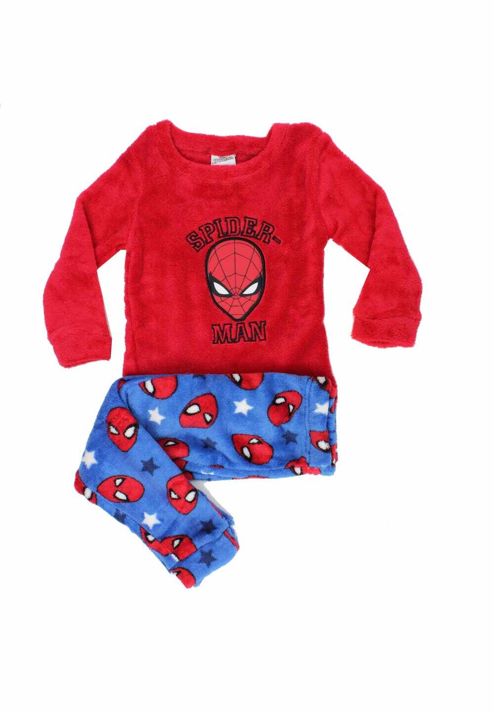 Pijama maneca lunga, pluss din poliester, Spider Man, rosie