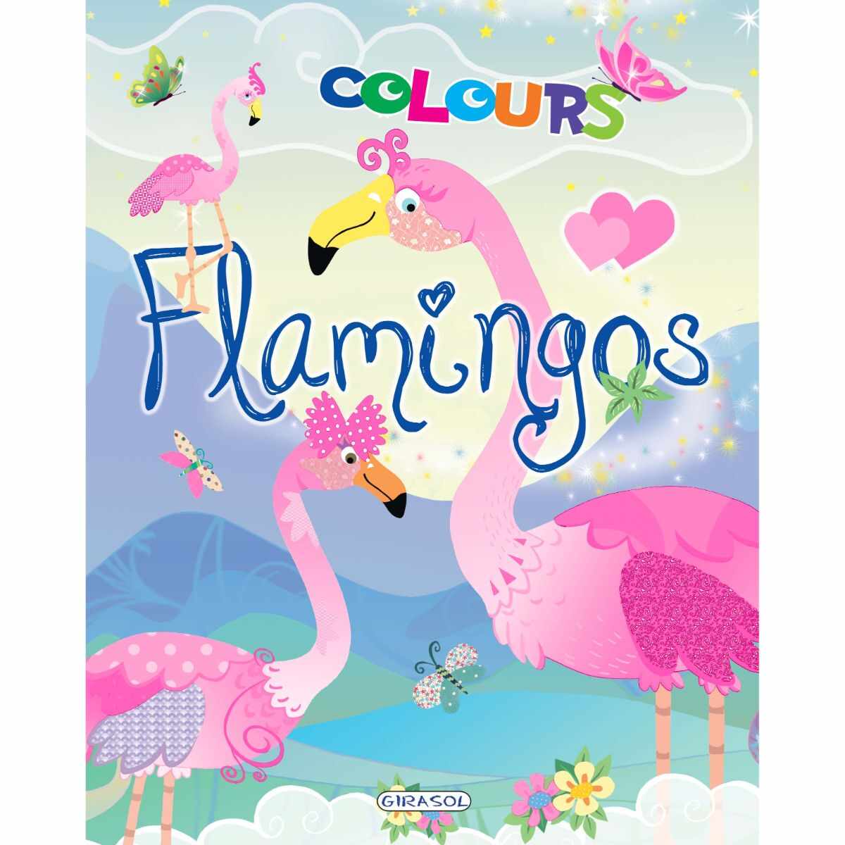 Carte de colorat, Girasol, Flamingos Colours, bleu