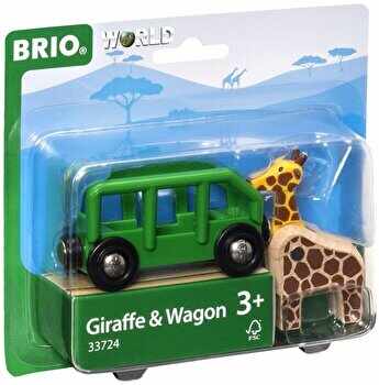Jucarie din lemn Brio - Remorca si girafa