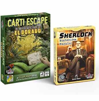 Pachet Escape room portabil: Carti Escape - Misterul din Eldorado + Sherlock - Mostenirea Nasului