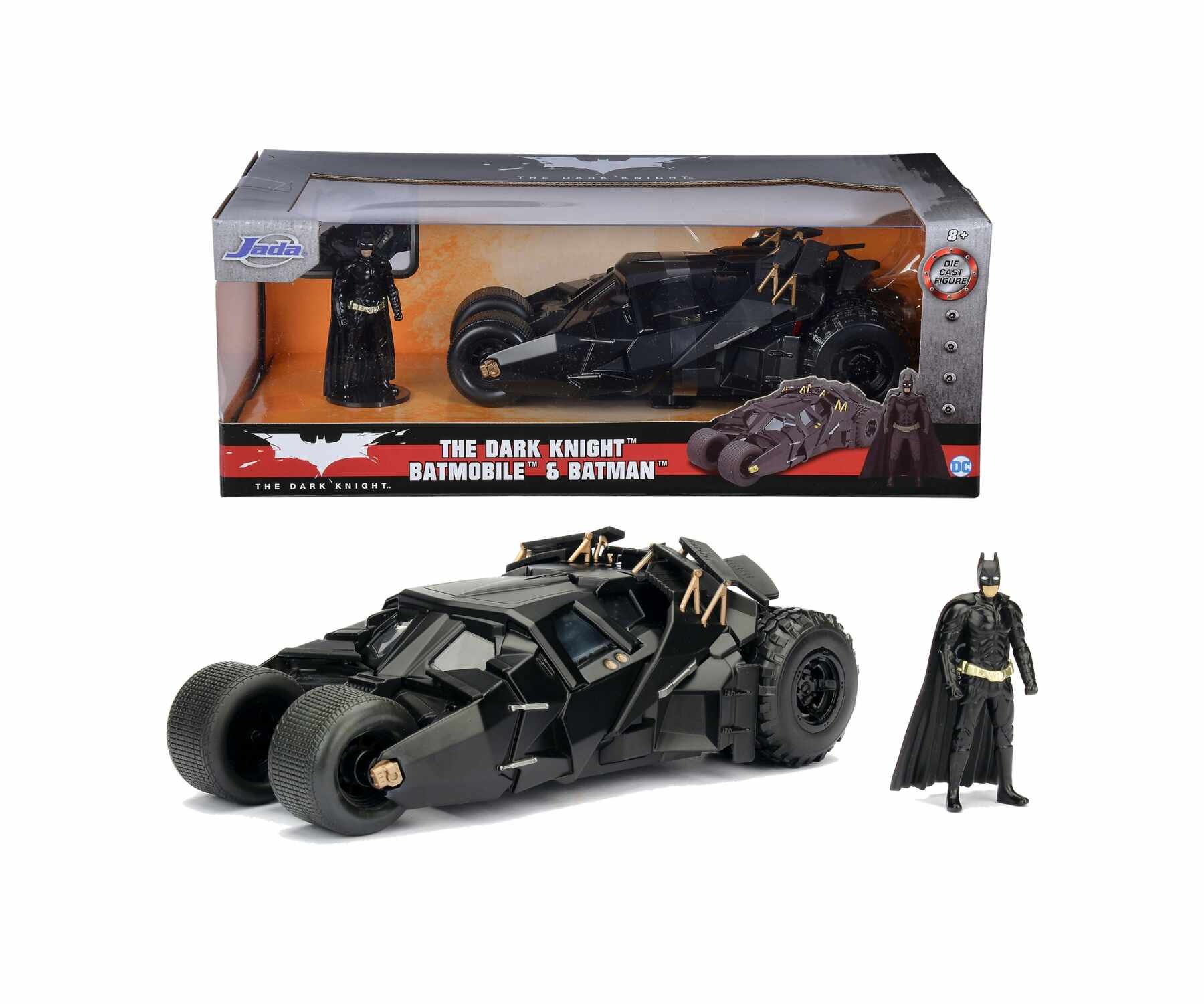 Set masinuta cu figurina - The Dark Knight Batmobile & Batman | Jada Toys