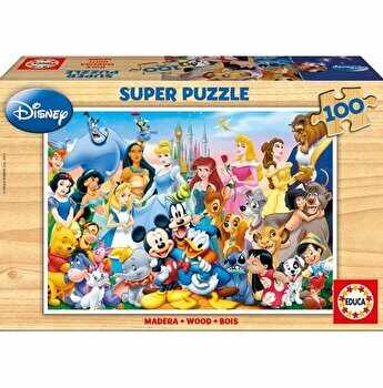 Puzzle din lemn Educa - Disney Family, 100 piese