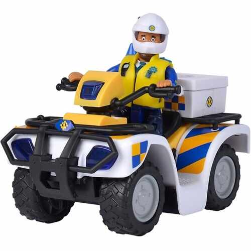 Jucarie ATV Fireman Sam Police cu Figurina Malcolm si Accesorii