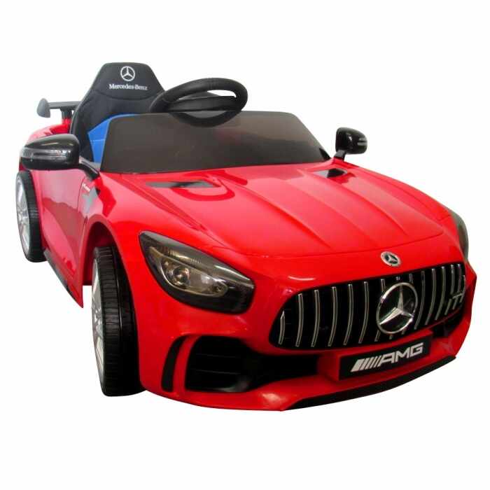 Masinuta electrica cu telecomanda roti din spuma EVA si scaun din piele Mercedes gtr rosu R-Sport
