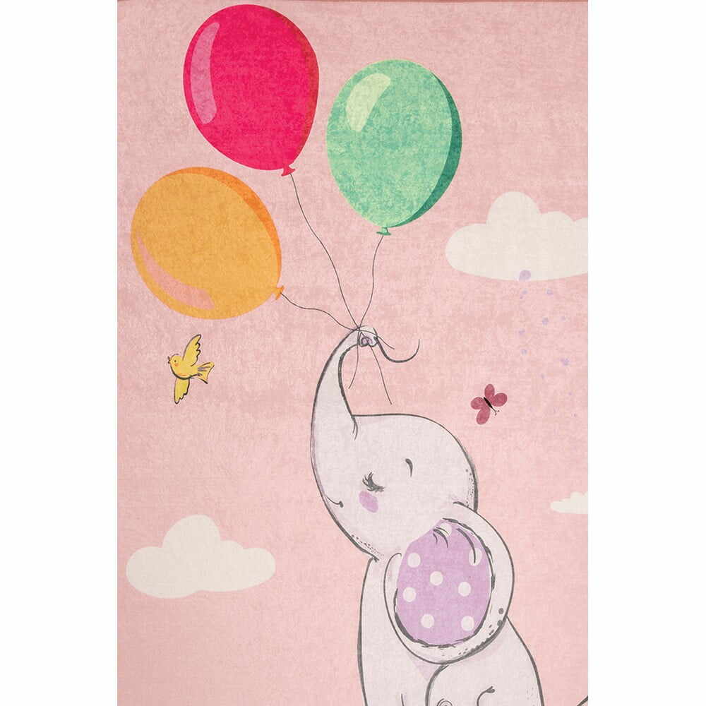 Covor antiderapant pentru copii Balloons Pink 150x200 cm