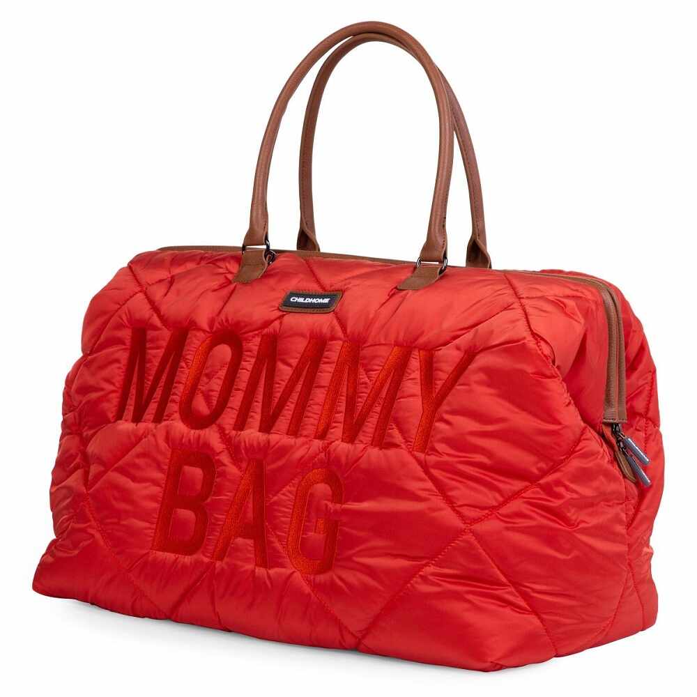 Geanta de infasat matlasata Childhome Mommy Bag rosu