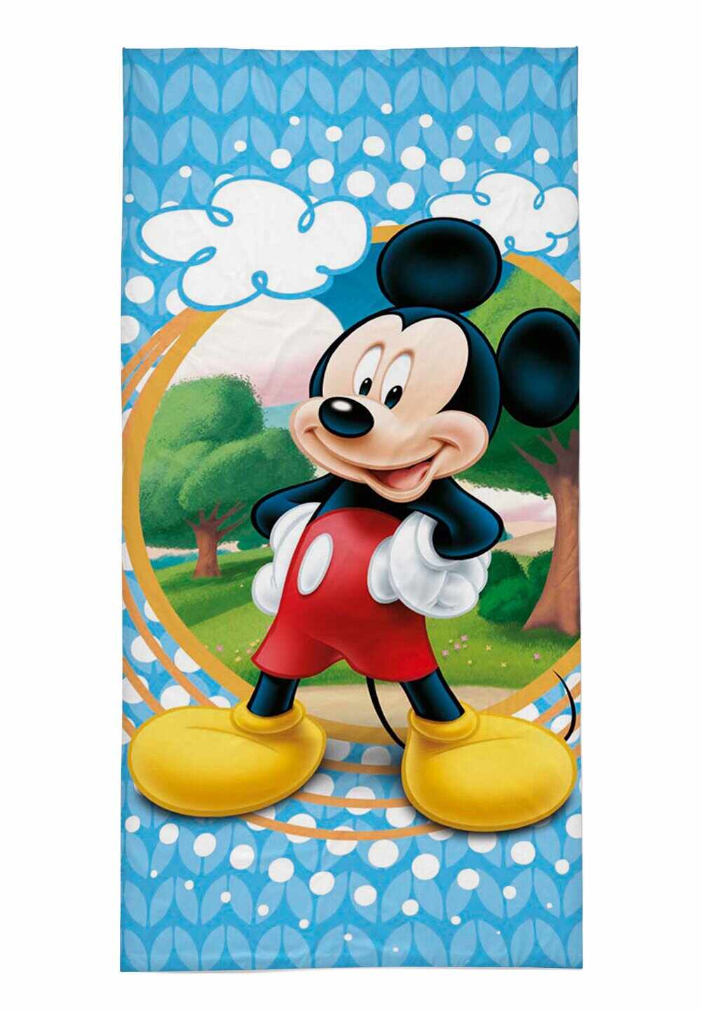 Prosop bumbac, Mickey Mouse, norisori, albastru, 140x70 cm